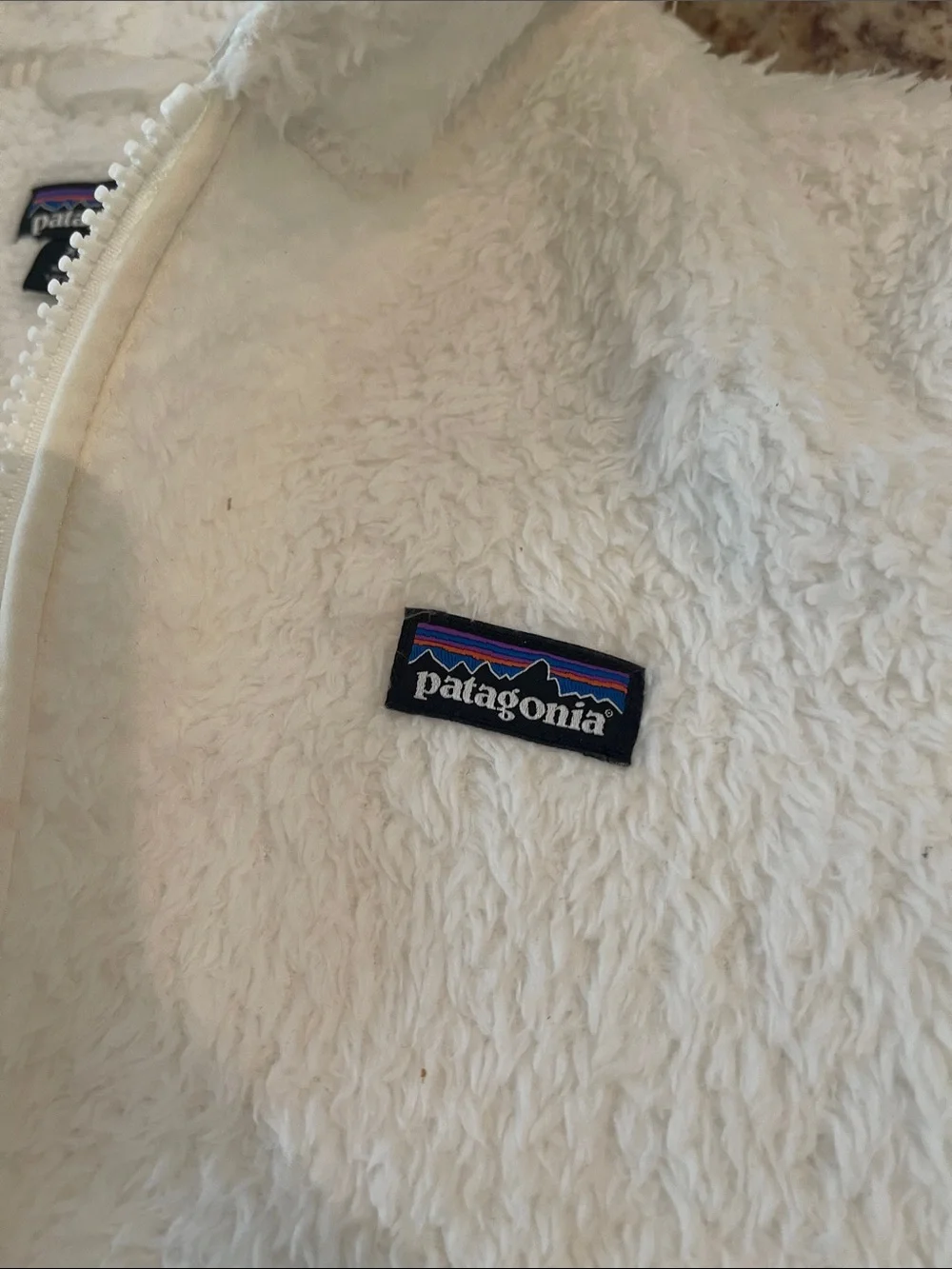 Patagonia Kids Cream Plush Hooded Puffer Jacket